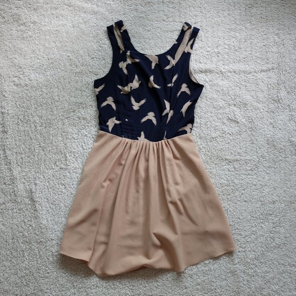 Sugar Lips Dress with Navy Top & Bird Print - Picture 1 of 3